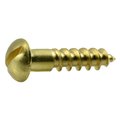 Midwest Fastener Wood Screw, #6, 1/2 in, Plain Brass Round Head Slotted Drive, 50 PK 61911
